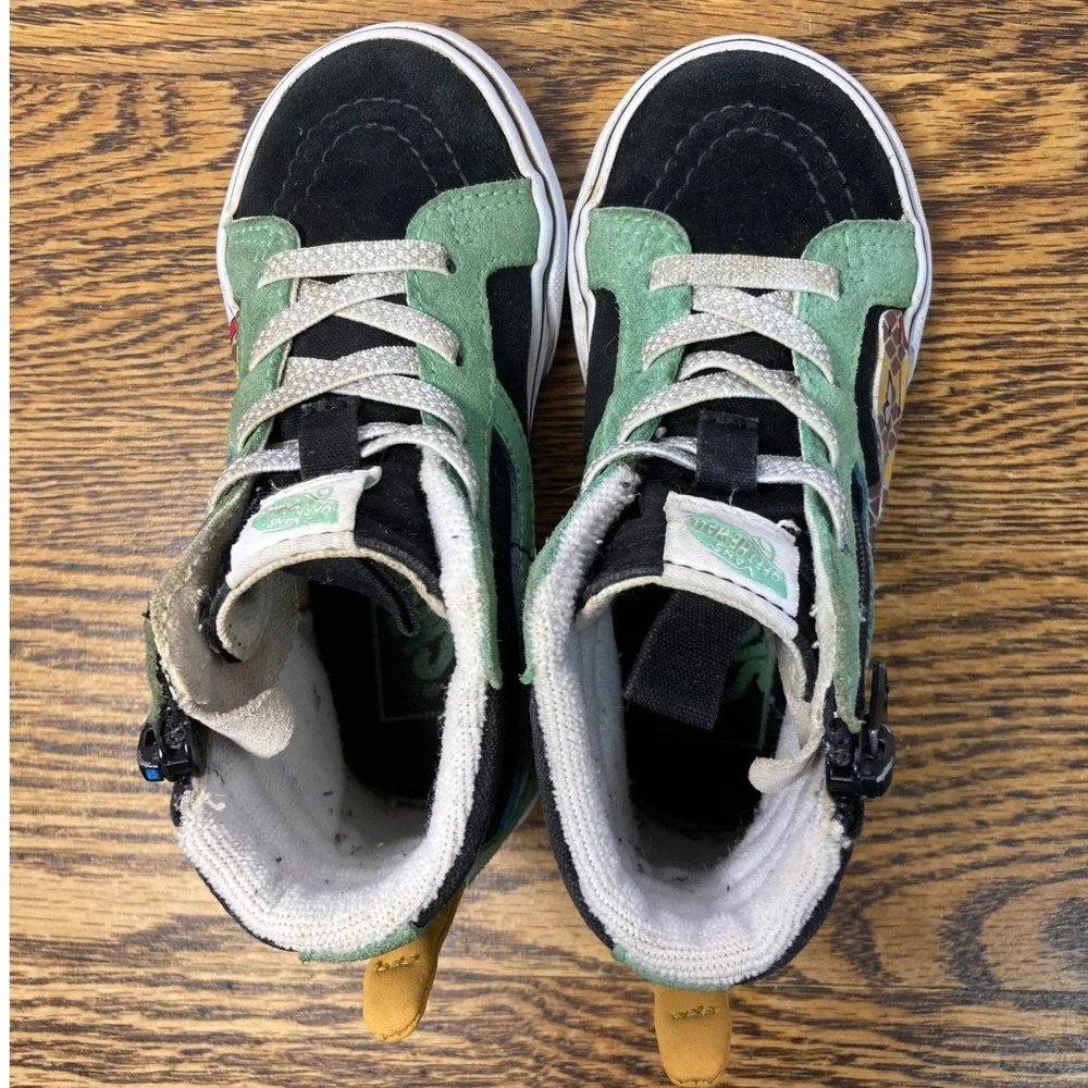 Vans Sk8-Hi Reissue V Toddler 8.0 Snake Green Black High Top Sneakers Zip 721454